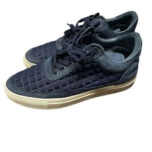 Filling Pieces Navy Blue Quilted Leather Low Top Sneakers Mens 43